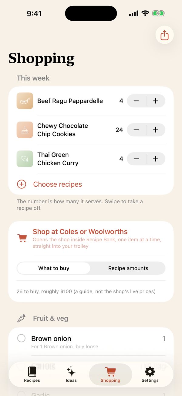 the shopping, sorted
