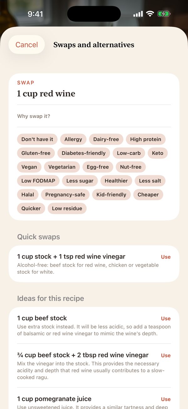 swap any ingredient